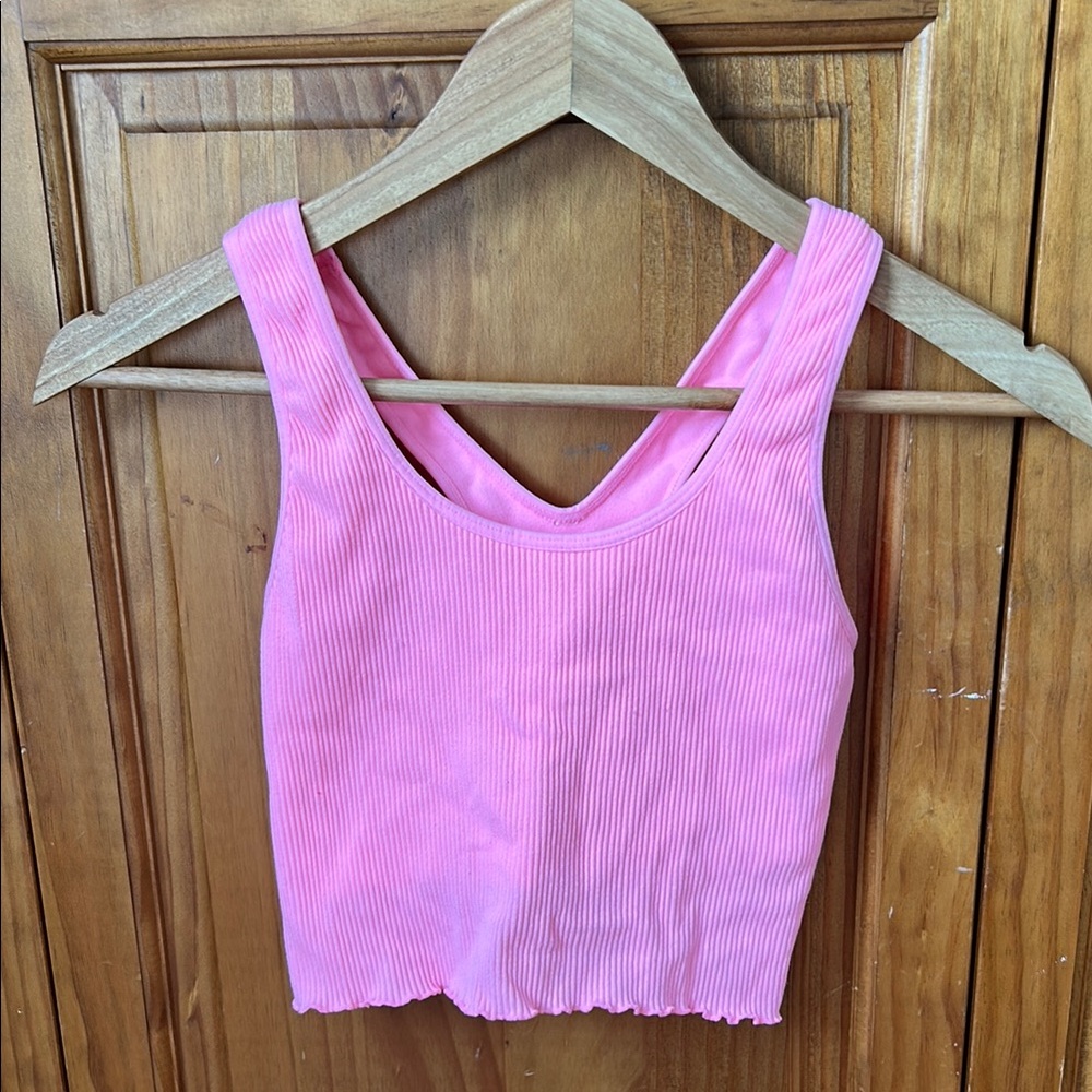 Pink Ribbed Women's Tank Top
Size S